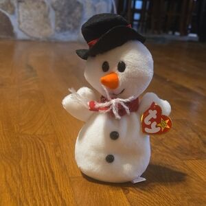 BOGO Ty Snowman Plush with Black Hat and Red Scarf